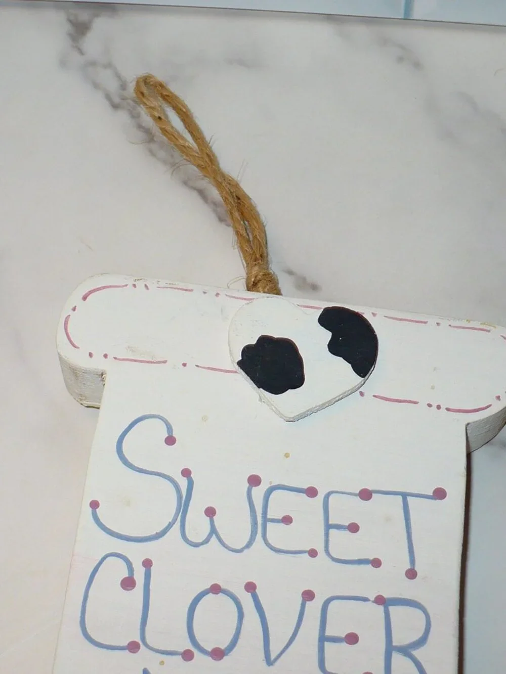 Vintage 1990's Cottagecore Farmhouse Sweet Clover Milk Handmade Wood Hanging